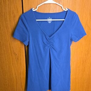 Torrid Royal Blue Short Sleeve V-Neck Top